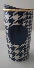2015 STARBUCKS Navy Blue & White Houndstooth Dot Collection Ceramic (B2-A17) picture