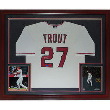 Mike Trout Autographed Los Angeles Angels (White #27) Deluxe Framed Jersey - MLB picture