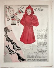 Original 1940s Vintage Print Advertisement Winter Coat & Boots Fashion picture