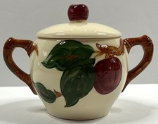 Franciscan Ware Apple Sugar Bowl with Lid ~ Vintage ~ California ~ Hand Painted picture