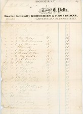 1870s Rochester NY Grocery Receipt E. Pells Provisions Monroe Ave Vintage picture