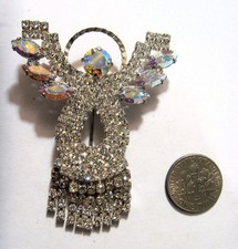 1950S vintage bejeweled diamante prong set gems angel fur coat  brooch 54269 picture