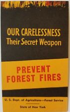 Fire Prevention Card 1940's Our Carelessness Their Secret Weapon US Dept Agr  E1 picture