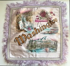 Antique Washington State Souvenir Pillow Sham Case Vintage 1940s Mt Rainier WA picture