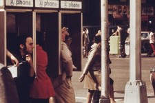 Vintage 1973 New York City Broadway Street Phone Booths 4x6 Lustre Photo Print picture