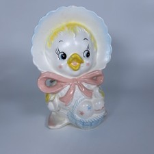 Vintage Mid Century Anthropomorphic Baby Duck Planter Japan 7x4 Repaired picture