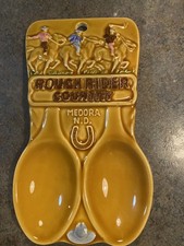 Medora, North Dakota ROUGH RIDERS COUNTRY Cowboys Double Spoon Rest - Souvenir picture
