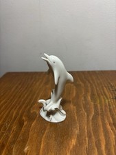 Dolphin Figurine Lenox Dolphin Figurine Porcelain White 24K Gold Accents picture