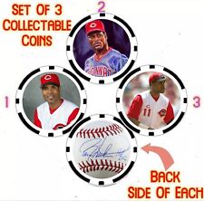 BARRY LARKIN - THREE (3) COMMEMORATIVE POKER CHIP/COIN SET ***SIGNED*** picture