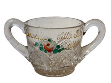 LITTLE FALLS MN MINNESOTA ANTIQUE Souvenir DEPRESSION Glass TRINKET CUP picture