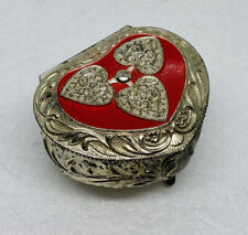 Vintage 1970s Enameled Three Hearts Shaped Trinket Box Jewelry Decor Japan O picture