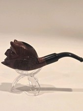 Rare Vintage Italy Devil Red  Eyes Hand Carved Briar Wood  Smoking Pipe  picture