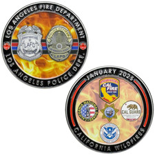 EL15-12 California Wildfires LAFD LAPD Fire Police Challenge Coin Cal Fire Cal G picture