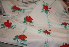 Vintage Wilendur Rose tablecloth, mid-century, heavy cotton, label inside, 44x40 picture
