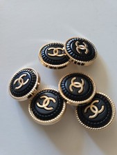 STAMPED Chanel lot of 6 Designer Black Gold Button Metal 23mm picture