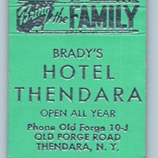 Matchcover Bradys Hotel Thendara New York 20 Strike MBC3F picture