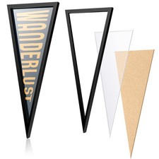 Lineshading 1 Pcs Wooden Pennant Frame for 12 x 30 Inch black plus clear picture