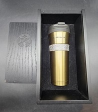 RARE 2014 Limited Edition Starbucks GOLD & SWAROVSKI CRYSTAL EMBEDDED TUMBLER picture
