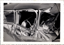 Automobile Accident 1950s 1960s Snapshot Photograph Car Wreck Americana 3.5