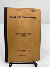 1953 Missouri Pacific Railroad Company RR Railway Schedule of Wages Yardmen picture
