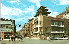 1960s Chinatown Street Scene Cars NYC Postcard FD picture