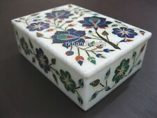 5 x 3.5 Inches Rectangle Marble Jewelry Box Gemstone Inlay Work Multipurpose Box picture