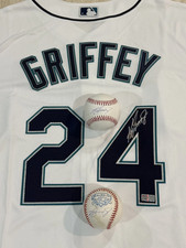 HOF Ken Griffey Jr. Signed Auto Seattle Mariners Home Jersey 2 BALL LOT TRISTAR picture