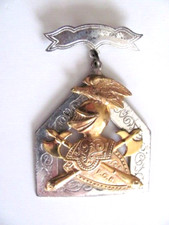 ANTIQUE FIREMAN CONVENTION MEDAL BADGE, VINTAGE 1905?, KNIGHTS OF PYTHIAS? picture