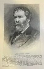 1881 Author James Russell Lowell illustrated picture