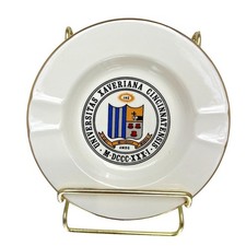Vintage Xavier University Cincinnati Porcelain Gold Trim Jesuit Crest Ashtray picture