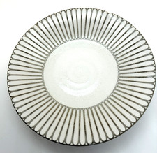 Japanese Plate Tono Toki 9.4in Modern Minimalist Dish Made in Japan White Gray picture