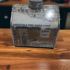 Vintage 1984 Absolutely Pure Maple Syrup Collectible House Shaped Tin GUC picture