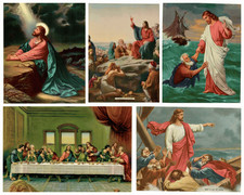 Set of 10 VTG Religious Lithographs 1958 National Press NOS Midcentury Prints picture