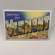 Postcard Greetings From Vermont Large Letter Vintage Reproduction picture