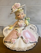 Vintage 1958 Samson Imports Japan Valentine Girl Planter Hearts Ceramic 5.5