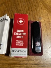 WENGER Swiss Executive Knife - Black Knife File Tweezers New In Box With Papers picture