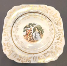 Atlas Fine China Warranted 22K Gold Colonial Courting Couple Plate Dish picture