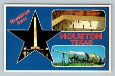 Houston TX, Greetings Galleria Mall Ice Skating Chrome Texas c1970 Postcard picture