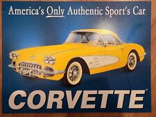 Corvette America's Only Authentic Sports Car Tin Metal Sign 16