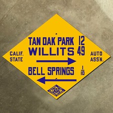 Bell Springs California CSAA Willits highway road sign auto club AAA route 101 picture