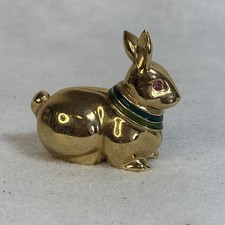 Vintage Rare Estée Lauder Golden Rabbit Perfume Compact Empty Clean 1992 Bunny picture