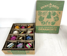 Vtg WWII Era & Earlier 12 Shiny Brite Mercury Glass Ornaments Stenciled, US of A picture