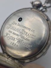 To Jahann Strauss Austrian composer Kaiser-Walzer 1889 antique key pocket watch picture