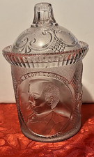 1896 EAPG WILLIAM JENNINGS BRYAN THE PEOPLE'S MONEY PRESSED GLASS COVERED JAR picture