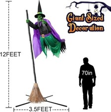 Halloween Decorations Outdoor - 12 Ft Animated Hovering Witch Animatronics | Hal picture