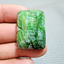 117 Crt Excellent Green Brazilian Emerald Carving Jewelry Making Loose Gemstone picture