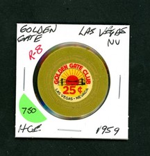 Stunning $.25 Golden Gate Club Las Vegas, Nevada Casino Chip picture
