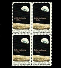 US 1969  APOLLO 8  Block of 4 Vintage  Postage Stamps mint NH OG picture