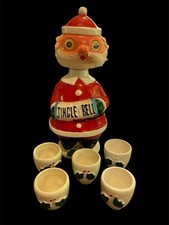 Vintage MCM Santa Decanter Winking Eyes Nodder Bobblehead Shot Glasses Japan 10” picture