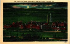 Columbia SC Panoramic View Night US Veterans' Facility Postcard unused (18462) picture